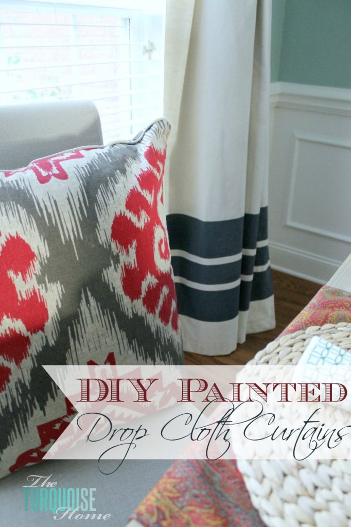 DIY Painted Drop Cloth Curtains | TheTurquoiseHome.com