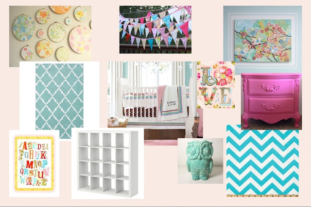 Pink and Turquoise Nursery Room for a girl
