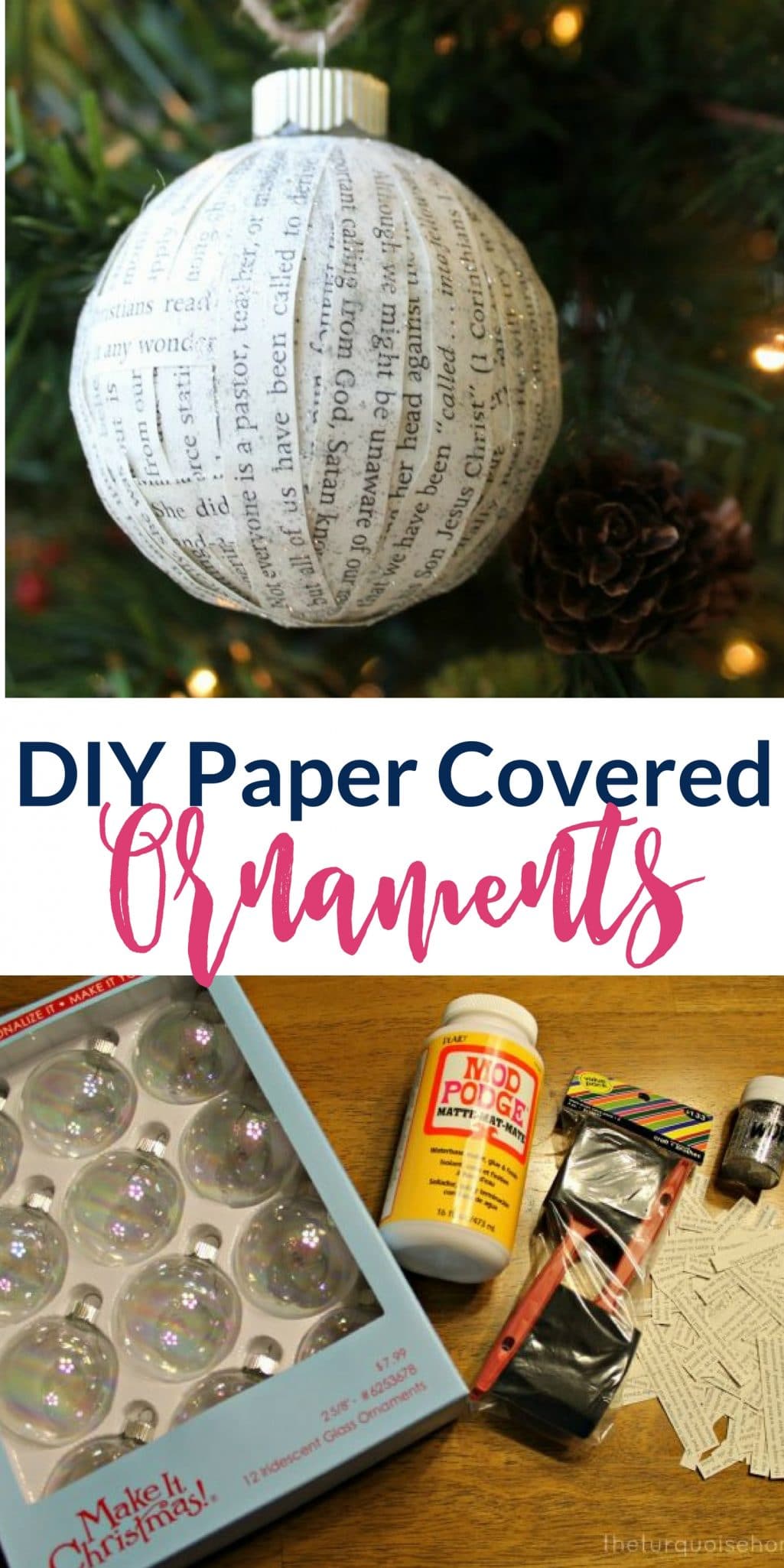 DIY Paper Covered Ornament make great Christmas Decorations