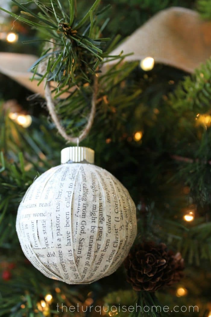 I set out to make my own easy budget friendly Christmas decorations this year with my DIY Paper Covered Ornament for my new Christmas tree. Finished product = simple and cheap Christmas ornaments. This DIY Ornament is easy and great! 