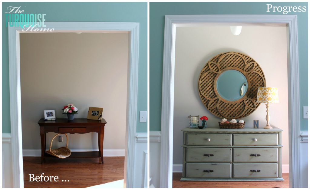 Decorating My Entry Way New Pottery Barn Mirror The Turquoise Home