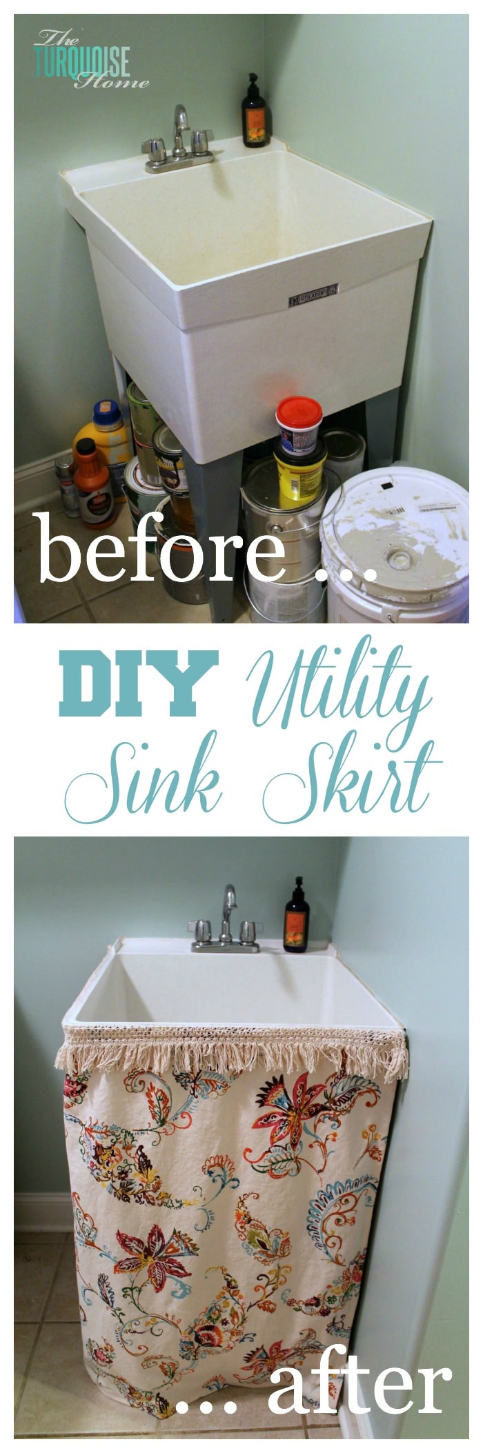 DIY Utility Sink Skirt The Turquoise Home
