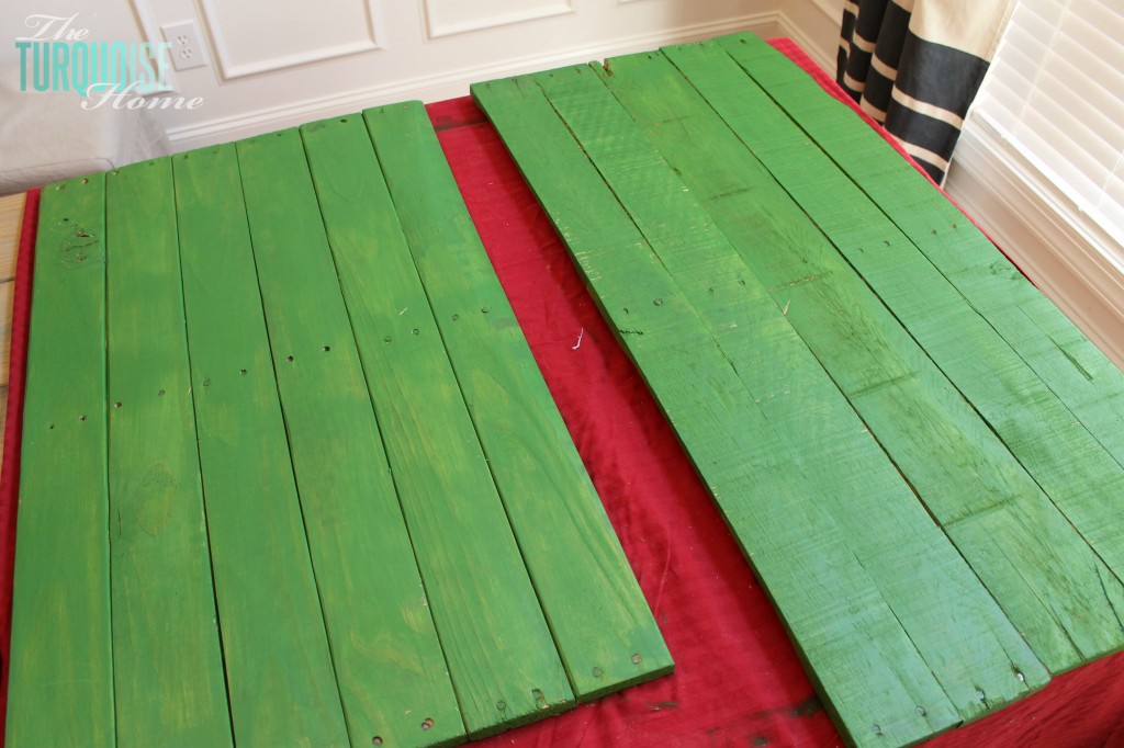 painted green pallet signs