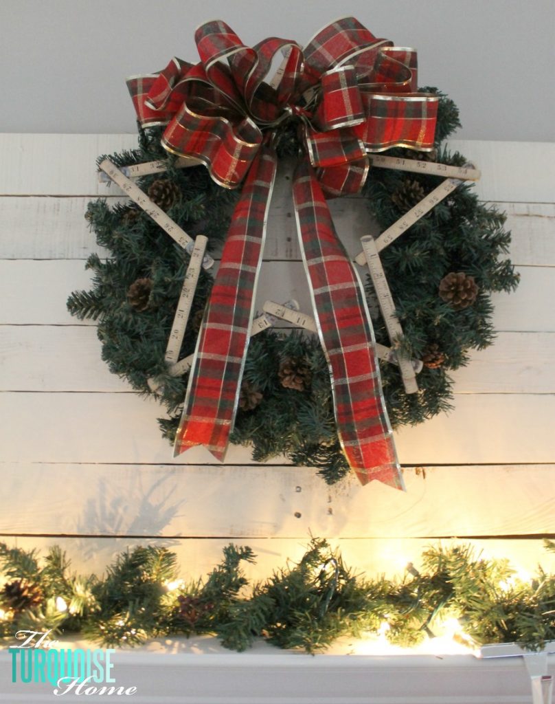 Traditional Red and Green Christmas Mantel. Find out all the details at TheTurquoiseHome.com