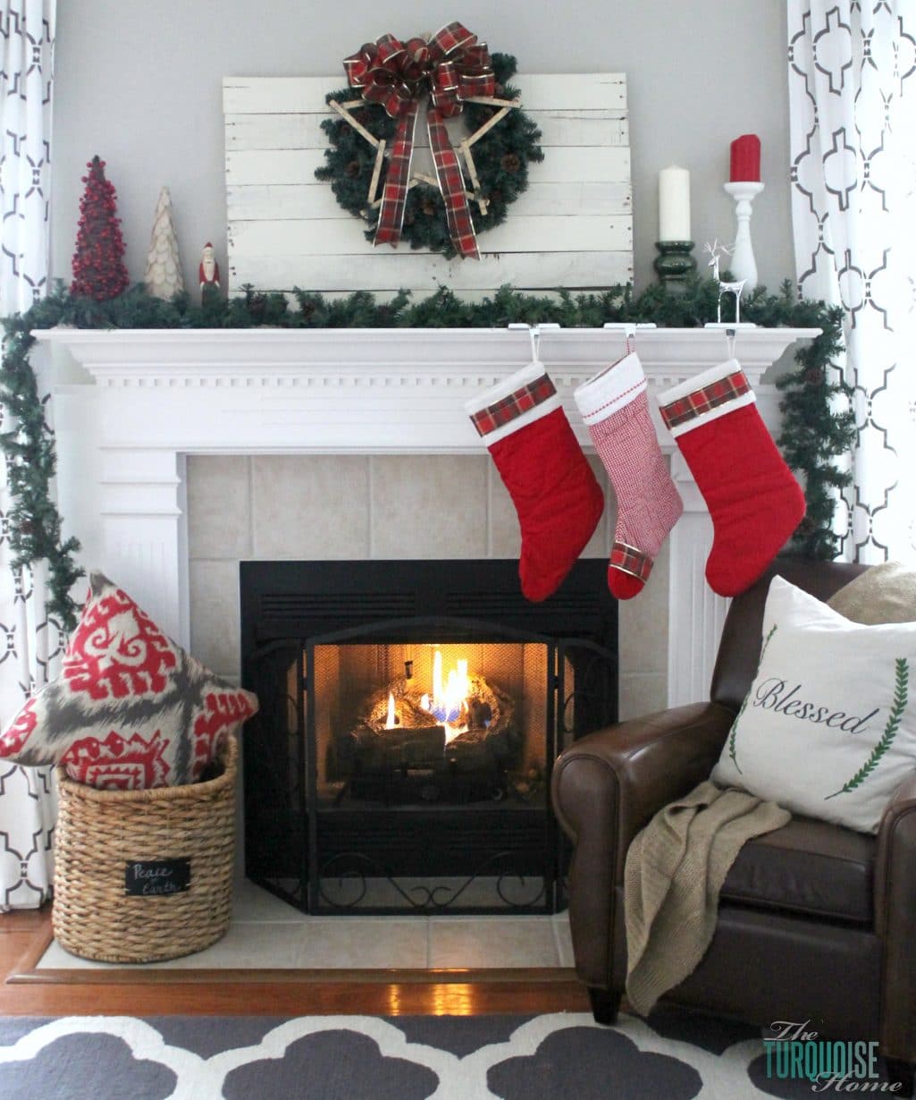 Traditional Red & Green Christmas Mantel