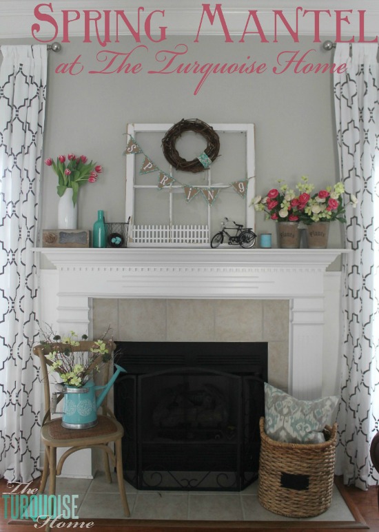 Pink & Turquoise Spring Mantel | TheTurquoiseHome.com