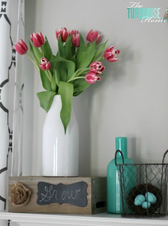 Pink & Turquoise Spring Mantel | TheTurquoiseHome.com
