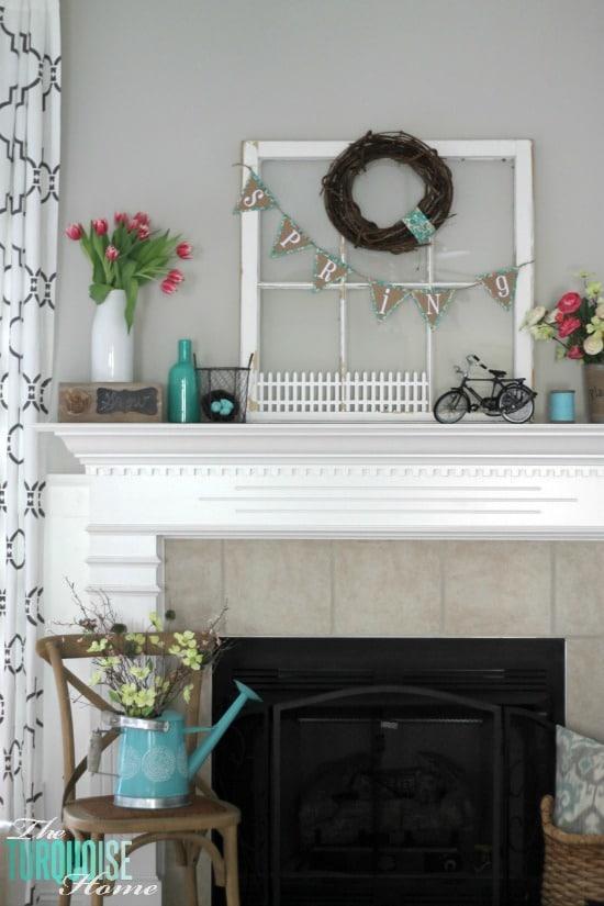 Pink & Turquoise Spring Mantel | TheTurquoiseHome.com