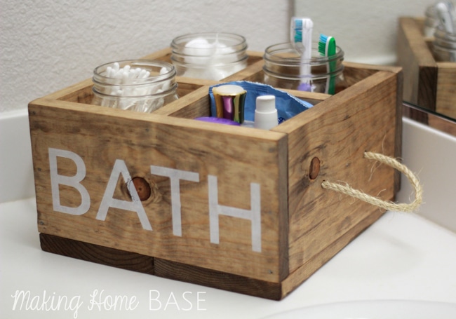 DIY Wood Bathroom Caddy