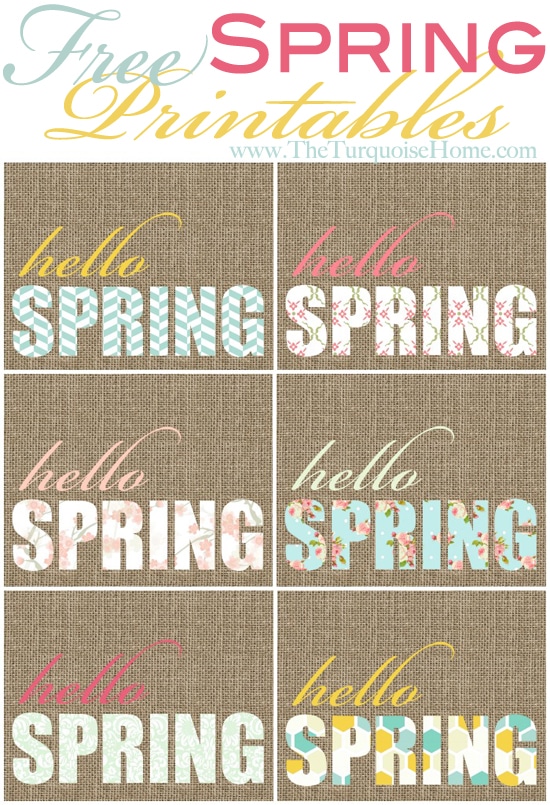 Free "Hello Spring" Printables at TheTurquoiseHome.com