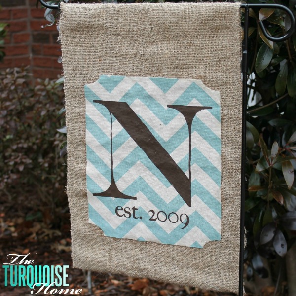 Monogrammed Burlap Garden Flag