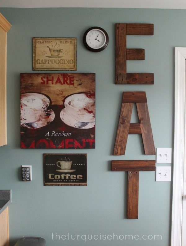 Kitchen before DIY Farmhouse Shelves | TheTurquoiseHome.com