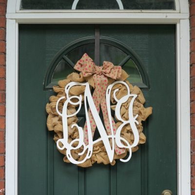 Wooden Monogram Burlap Wreath