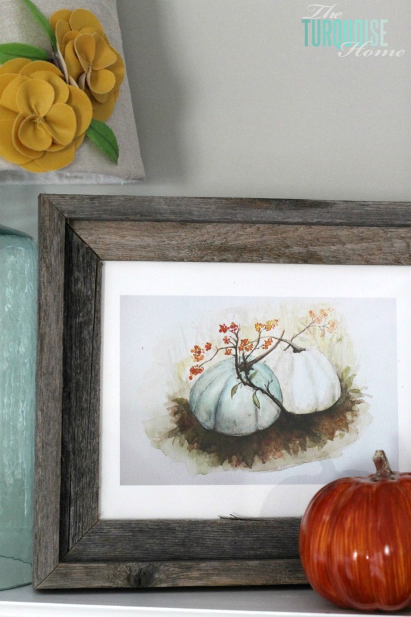 Turquoise and Orange Fall Harvest Mantel | TheTurquoiseHome.com