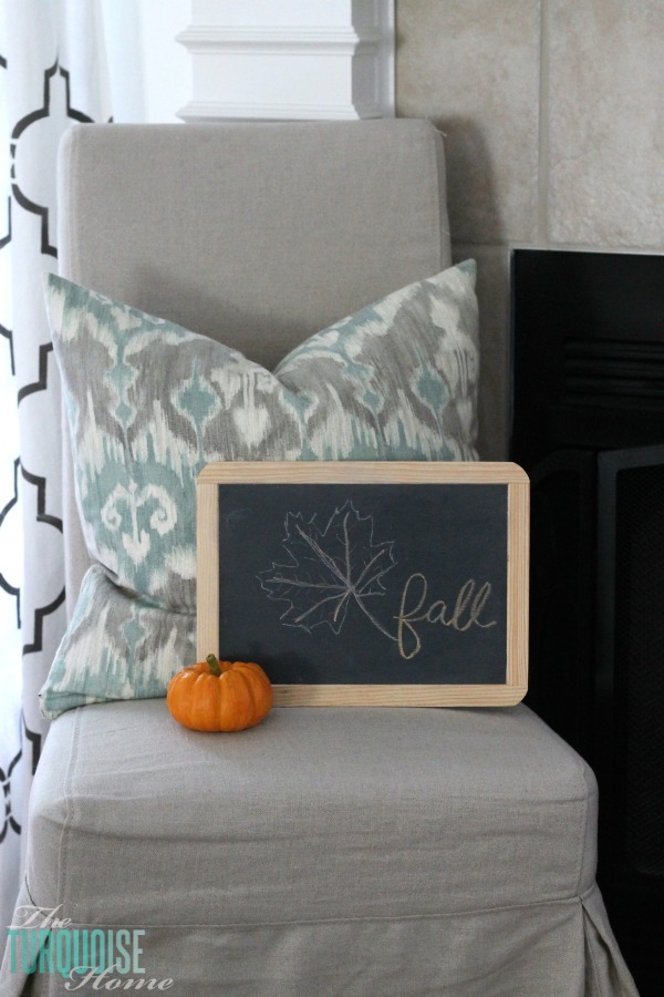 Turquoise and Orange Fall Harvest Mantel | TheTurquoiseHome.com