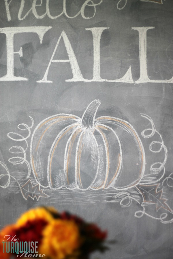 Hello Fall Chalkboard Art | TheTurquoiseHome.com