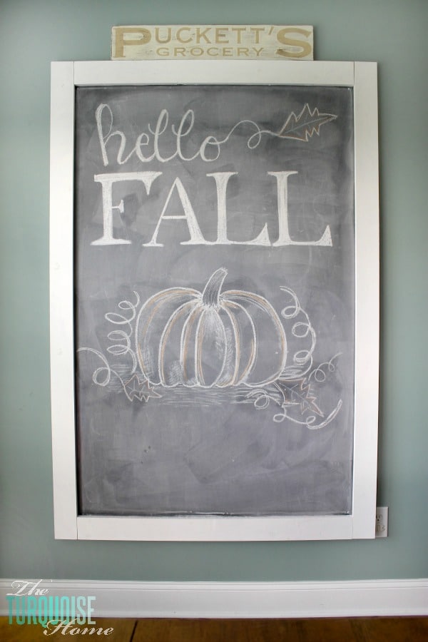 Hello Fall Chalkboard Art | TheTurquoiseHome.com