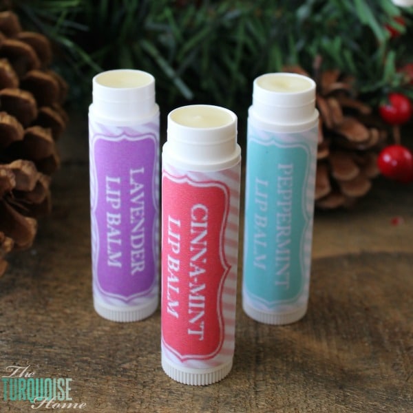 Using just three simple ingredients and a couple of minutes of your time, you can have homemade, all-natural lip balms to give away as gifts or keep for yourself. LOVE these as stocking stuffers or a gift anytime "just because." | TheTurquoiseHome.com