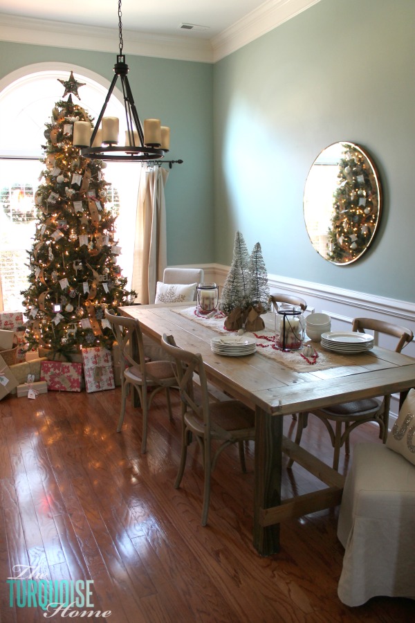 Rustic Glam Christmas Tree In The Dining Room The Turquoise Home