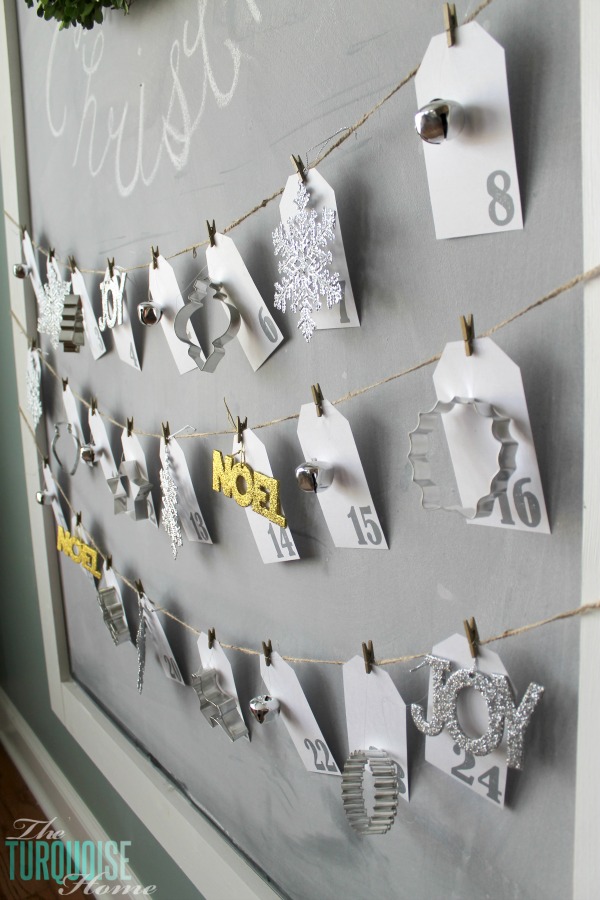 Christmas Chalkboard with Advent Calendar | Christmas Decorating in the Kitchen | TheTurquoiseHome.com