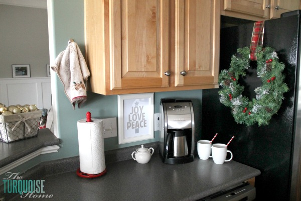 Christmas Coffee Station | Christmas Decorating in the Kitchen | TheTurquoiseHome.com