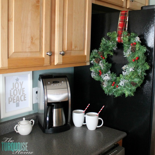 Christmas Coffee Station | Christmas Decorating in the Kitchen | TheTurquoiseHome.com