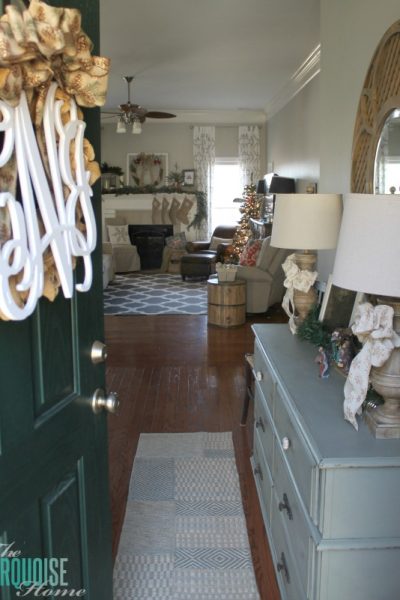 Christmas Decorating in the Entry Way | TheTurquoiseHome.com