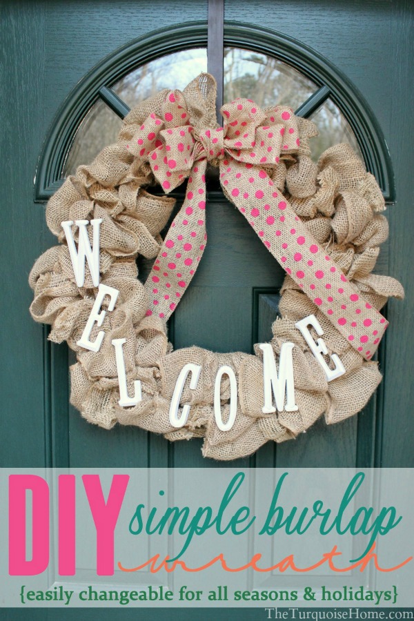 DIY Simple Burlap Wreath | TheTurquoiseHome.com