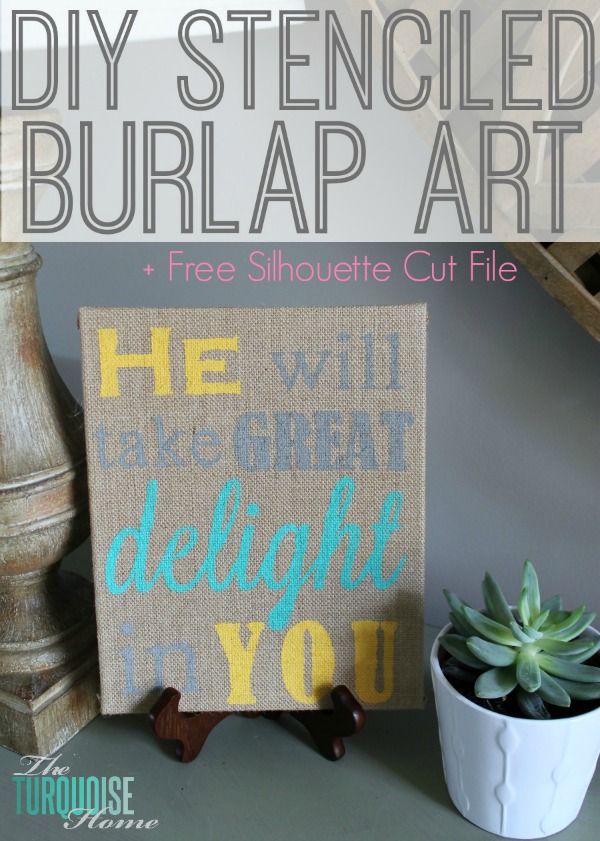 DIY Stenciled Burlap Art | TheTurquoiseHome.com