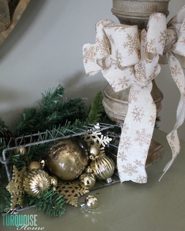 Use gold ornaments and sparkle to carry your decor from Christmas to winter! | How to Use Winter Decorations for Christmas