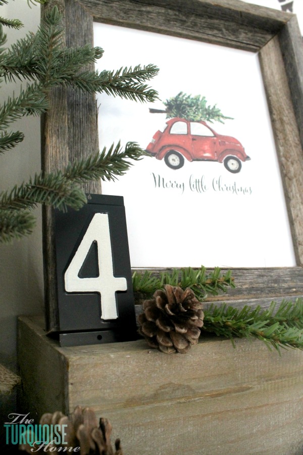 Simple Rustic (and a little glam) Christmas Mantel | TheTurquoiseHome.com