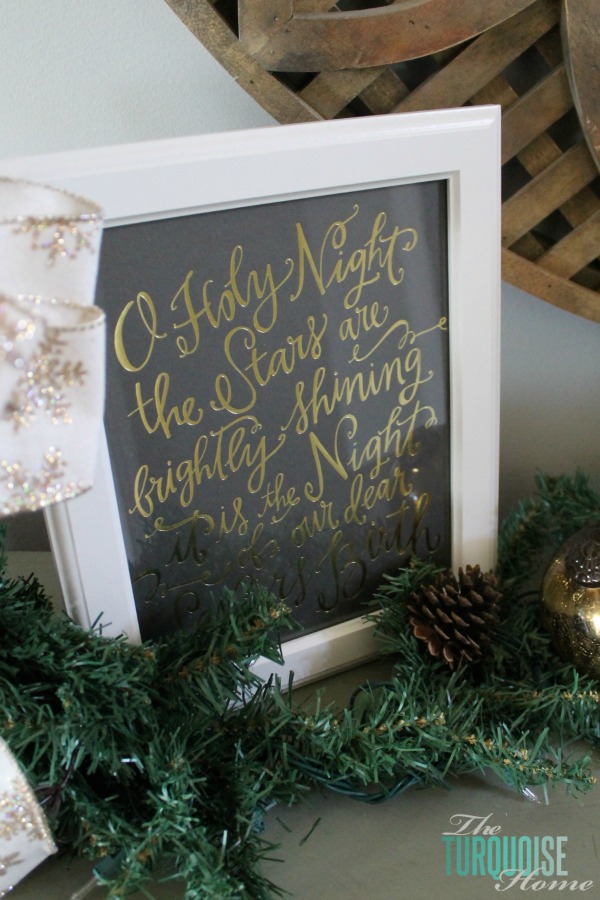 O Holy Night Lindsay Letters Art | Christmas Decorating in the Entry Way | TheTurquoiseHome.com