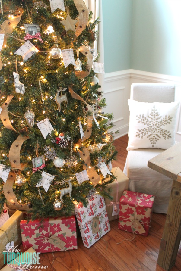 Rustic Glam Christmas Tree | Rustic Wrapped Christmas Gifts with Kraft Paper | TheTurquoiseHome.com