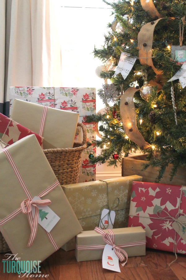 Rustic Glam Christmas Tree | Rustic Wrapped Christmas Gifts with Kraft Paper | TheTurquoiseHome.com