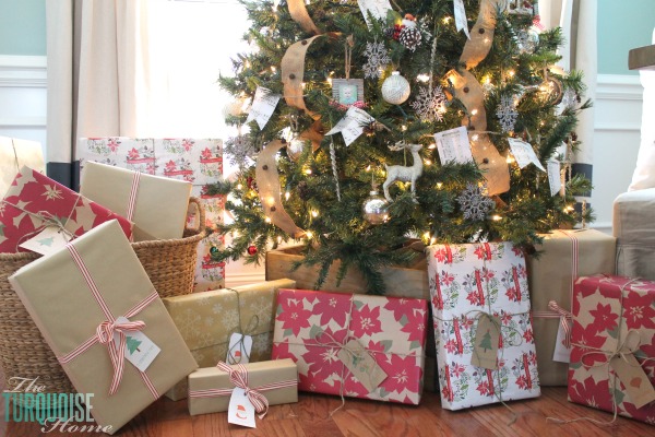 Rustic Wrapped Christmas Gifts with Kraft Paper | TheTurquoiseHome.com