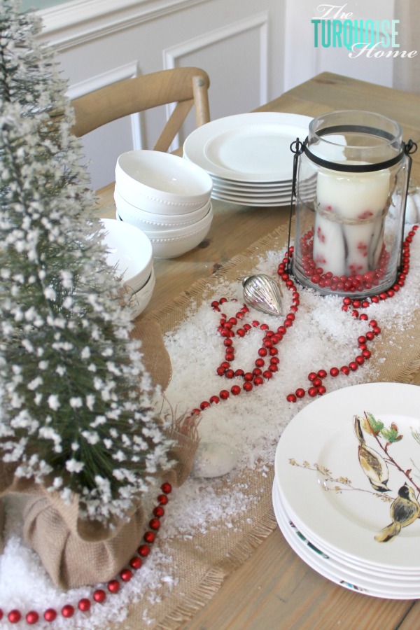 Rustic Glam Christmas Tree in the Dining Room