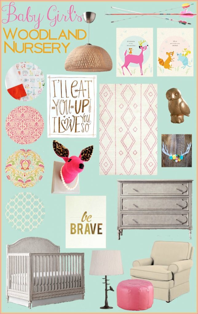 Baby Girl's Woodland Nursery Inspiration Board | TheTurquoiseHome.com