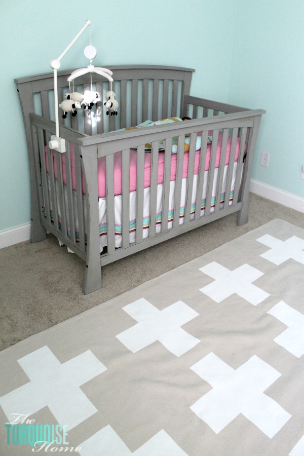 How to Paint a Drop Cloth Rug & Nursery Update