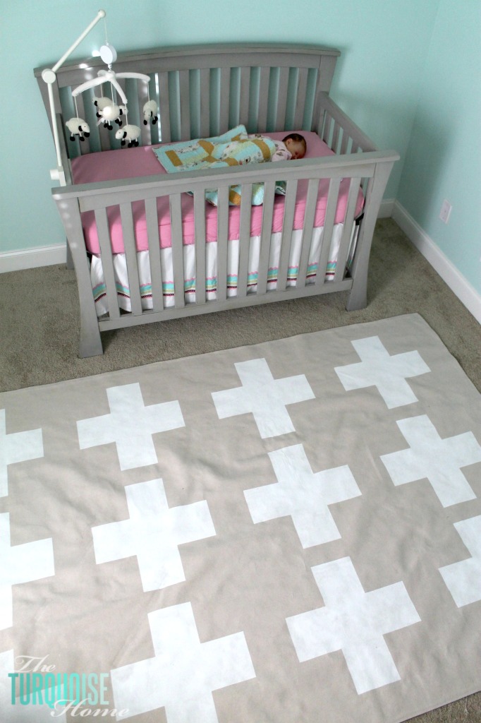 DIY Painted Drop Cloth Rug | TheTurquoiseHome.com