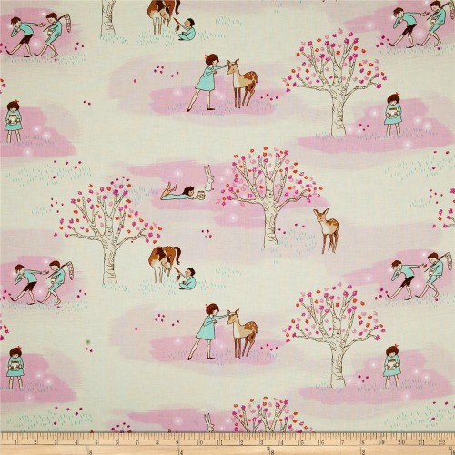 Michael Miller Wee Wander Woods Petal Fabric | TheTurquoiseHome.com