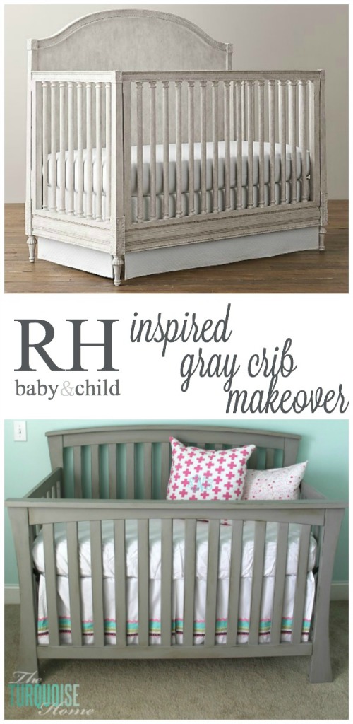 Restoration Hardware Baby and Child inspired gray crib makeover | TheTurquoiseHome.com