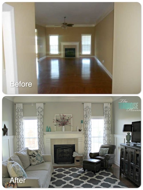 Before and After Living Room Makeover | TheTurquoiseHome.com