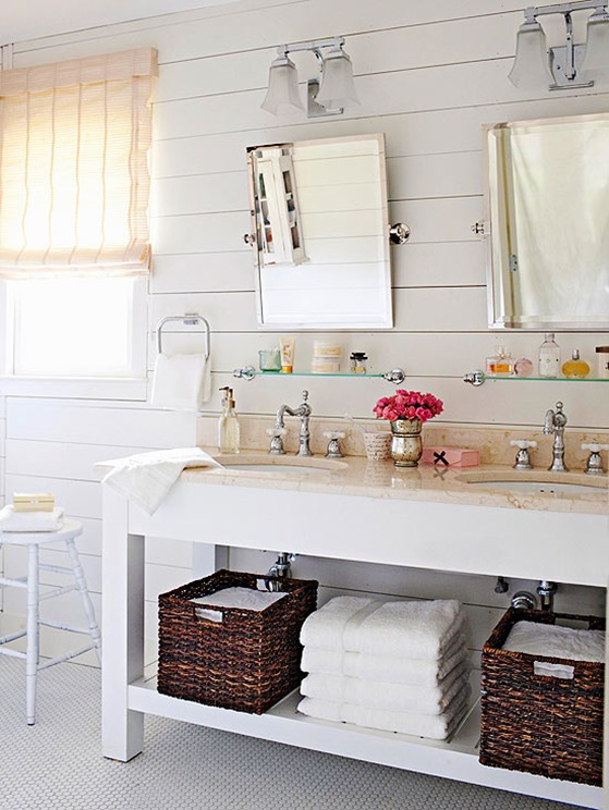 Plank Walls in a Bathroom