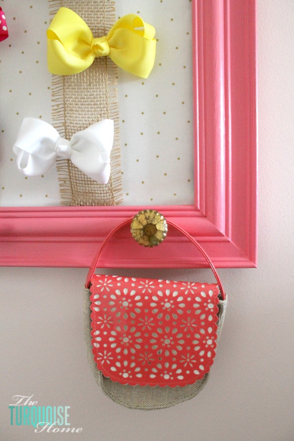 DIY Gold, Pink & Burlap Accessories Holder | TheTurquoiseHome.com