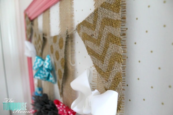 DIY Gold, Pink & Burlap Accessories Holder | TheTurquoiseHome.com