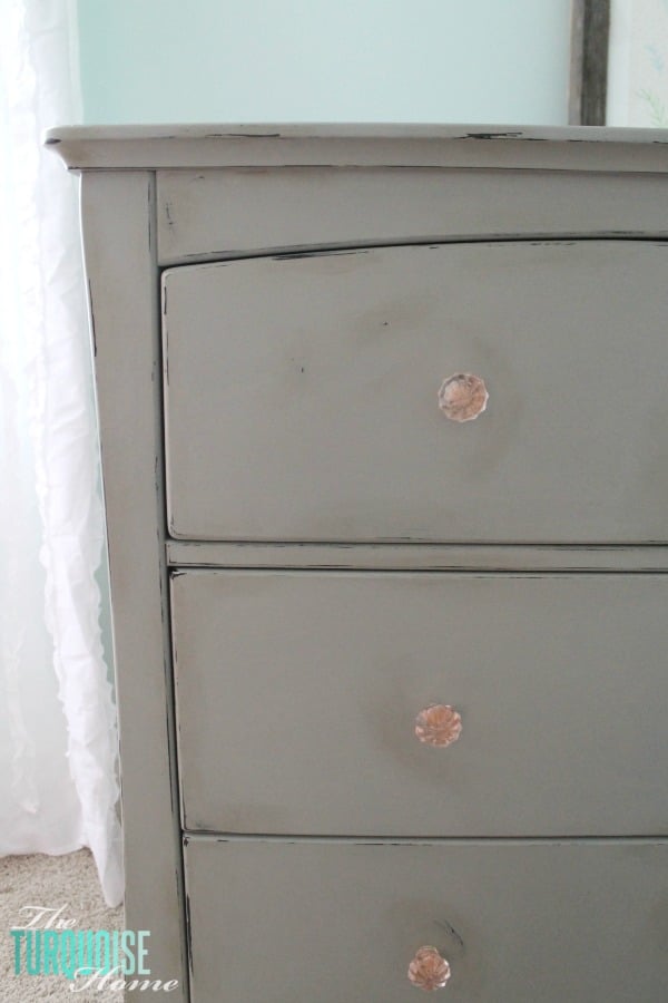 Gray Chalk Paint Dresser Makeover | TheTurquoiseHome.com
