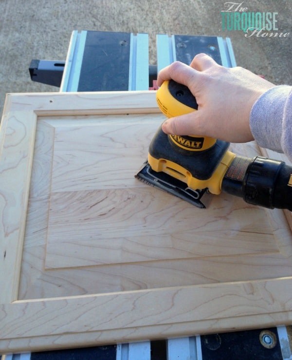 Prepping to Paint Kitchen Cabinets takes a while, but it's all worth it in the end!! | Full tutorial at TheTurquoiseHome.com