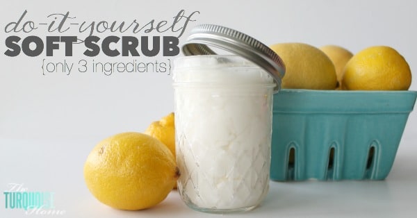 Before I found this all-natural DIY soft scrub, my husband thought my kitchen sink was an off-white color. But since discovering this amazing cleaning product (made with only 3 ingredients), I've cleaned my sink every day. It's whiter than when I used bleach on it! Get the recipe via TheTurquoiseHome.com