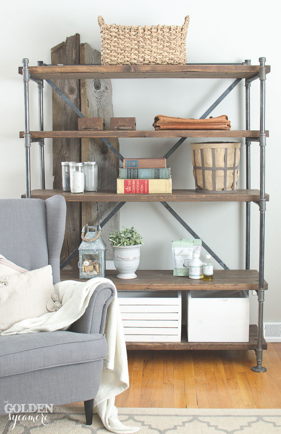 Industrial Wood and Pipe Shelves