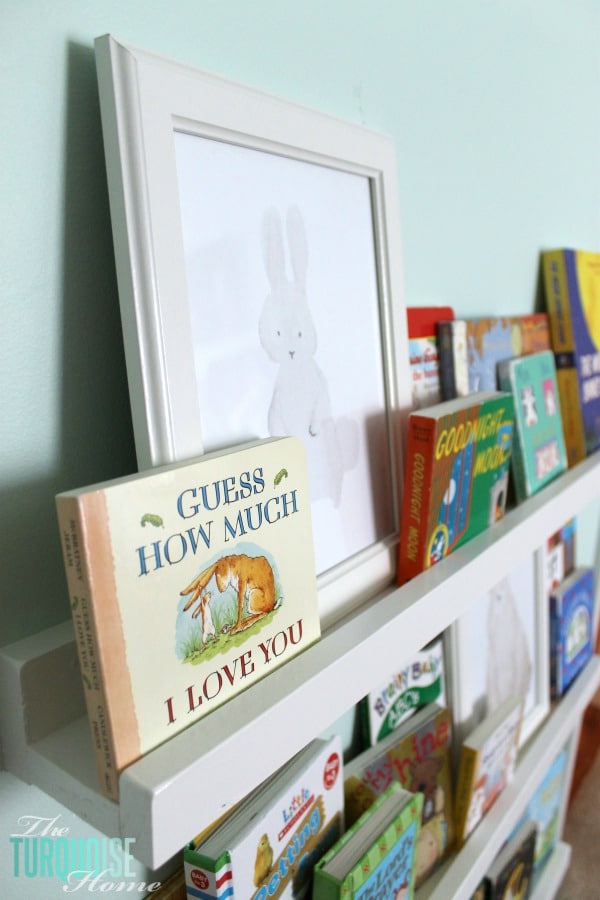 These simple DIY $10 ledges are easy to make; I love the price; and they make such a huge impact. Perfect for storing books on an empty wall in a kids room or play room. | Tutorial via TheTurquoiseHome.com